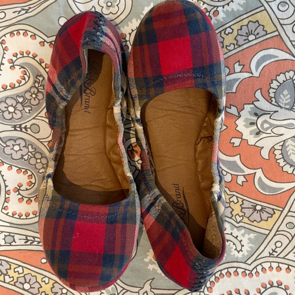 Lucky Brand Red and Blue Plaid Flats